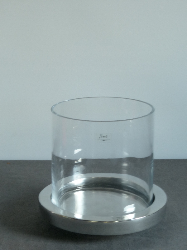 BOB aluminium windlicht met helder glas medium