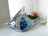Decoratieve fish handm. mouthblown blue