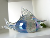 Decoratieve fish handm. mouthblown blue