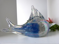 Decoratieve fish handm. mouthblown blue