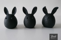 BOB metaal set 3 rabbits leather black
