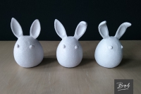 BOB metaal set 3 rabbits leather white